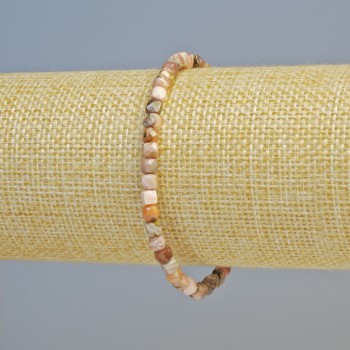 Гривна от родохрозит, естествен камък, гранован куб с диаметър около 4 мм ± (еластична основа), дължина 18 см+