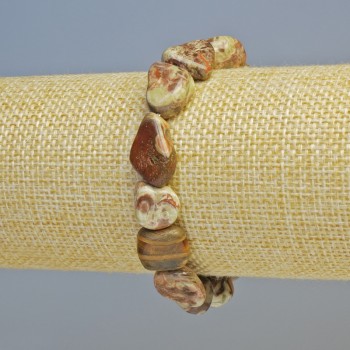 Гривна от яшма Пикасо, натурален камък, огранени мъниста, диаметър 10×13 мм ± (еластична основа), дължина 18 см+