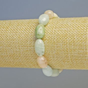 Гривна от морганит естествен камък галтови мъниста, диаметър 10x13 мм ± (еластична основа), дължина 18 см+