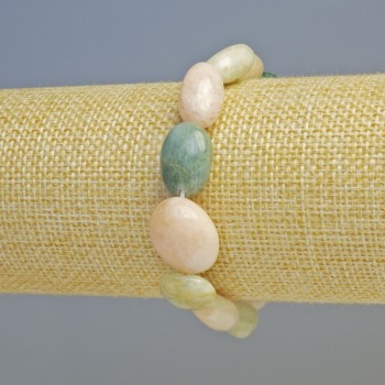 Гривна от морганит, естествен камък, огранени мъниста, диаметър 10×15 мм ± (еластична основа), дължина 18 см+