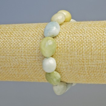 Гривна от морганит, естествен камък, огранени мъниста, диаметър 12×14 мм ± (еластична основа), дължина 18 см
