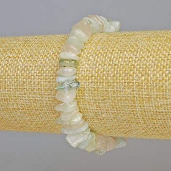 Гривна от естествен морганит – мини камъчета 12×4 мм, еластична основа, дължина 18 см