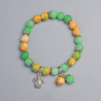 Браслет «варисцит» и нефрит (изкуствен акрил), диаметър 8,5 мм ± (еластична основа), дължина 18 см ± с метални вложки