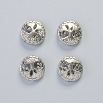 Хематит мънисти «Дърво» сребрист цвят, диаметър 12,5×4,5 мм ± (4 бр.)