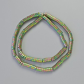 Гематитови рондели в хамелеонов цвят, диаметър 5х2 мм, дължина 42 см, на конец