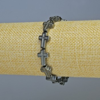 Браслет от хематит «Кръст», диаметър 10×14 мм, 5×4 мм ±, дължина 18 см ± (еластичен)