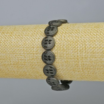 Гривна от гематит с матов черен цвят, диаметър 12×4,5 мм, дължина 18 см ± (еластична)