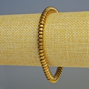 Браслет хематит рондели цвят тъмно злато, диаметър 6×3 мм, дължина 18 см, еластична основа