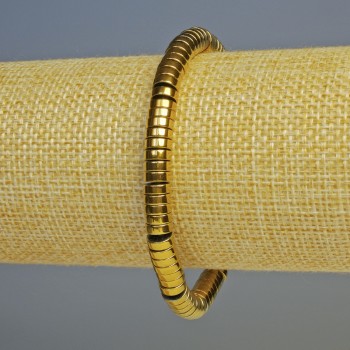 Браслет хематит рондели цвят тъмно злато, диаметър 6×2 мм, дължина 18 см, еластичен