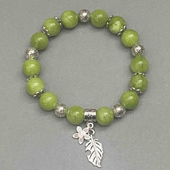 Гривна Оникс (изкуствен акрил) гладко топче, диаметър 10 мм със вложки, дължина 18 см ± еластична