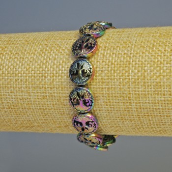 Гривна гематит «Дърво» хамелеонов цвят, диаметър 12,5×4,5 мм, дължина 18 см +- еластична основа