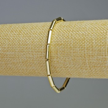 Гривна от гематит цилиндрична форма, цвят светло злато, диаметър 13×4 мм, дължина 18 см, еластична основа