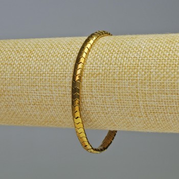 Гривна от гематит «Змейка Зигзагообразна Вълна» златист цвят, диаметър 5×4×3 мм +/-, дължина 18 см +/- еластична основа