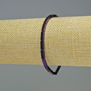 Гривна от хематит, правоъгълни форми, лилав цвят, размери 9×3×3 мм, дължина 18 см, еластична основа