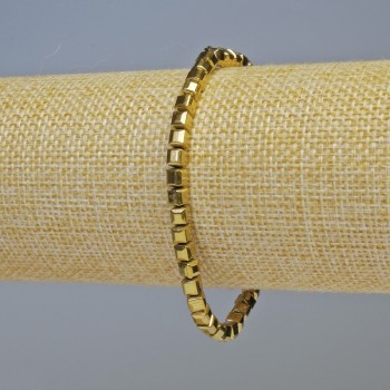 Браслет от хематит в нюанс на тъмно злато, кубчета 4×4 мм ±, дължина 18 см ±, еластичен