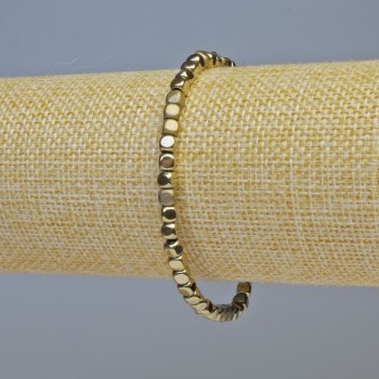 Браслет от хематит – кубчета, бронзов цвят, матов и лъскав, диаметър 4×4 мм, дължина 18 см, еластична основа