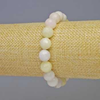 Гривна от естествен морганит, гранована мъниста, диаметър около 10 мм, дължина около 18 см, еластична основа