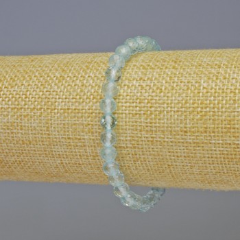 Браслет топаз натурален камък гранована бусина, диаметър 6 мм ±, дължина 18 см ±, еластична основа