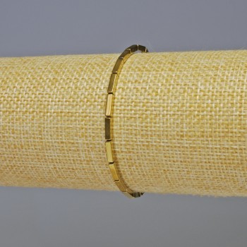 Браслет гематит правоъгълен, златист цвят, диаметър 7×2 мм, дължина 18 см – еластична основа