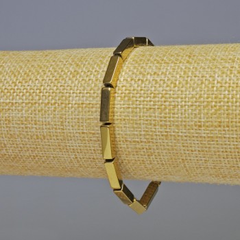 Гривна с гематит в правоъгълна форма, златист цвят, размери 12×4 мм, дължина 18 см, еластична основа