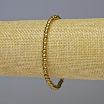 Гематитова гривна с гладките топчета, цвят тъмно злато, диаметър 4 мм, дължина 18 см, еластична