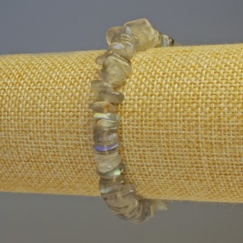 Браслет от лабрадорит естествен камък, крихти, диаметър 8×2 мм, дължина 18 см (еластична лента)