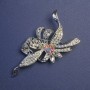 Брошка Акцент с радужен кристал и бели стрази, сребрист метал 78х41 мм +