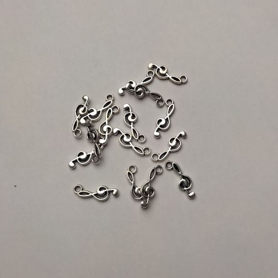 Фурнитура висулка Скрипков ключ „сребро“, диаметър 19×6 мм +- in-, диаметър 2,2 мм +- опаковка 20 г (+ -) ~39 бр