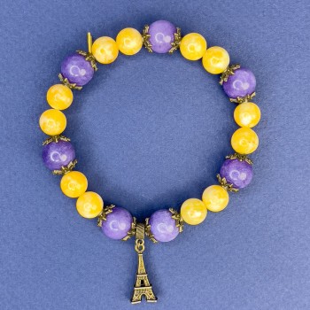 Гривна с жадеит и сугилит, гладко мънисто диаметър 8,5 мм ±; гладко мънисто сугилит диаметър 10,5 мм ±; дължина 18 см ±