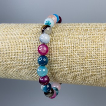 Браслет от ахат с гладко мънисто 8 мм, дължина 18 см, еластичен