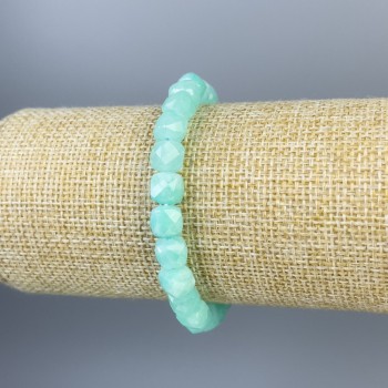 Браслет ангелит гранован кубик, диаметър 7x7 мм ±, дължина 18 см ±, еластична основа