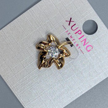 Кулон Xuping «Лист» с бял кристал, диаметр 16 мм, дължина около 19 мм, позлата 18K