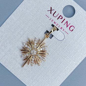 Кулон Xuping «Звезда» със бели стрази, диаметър 16 мм, дължина 29 мм, позлата 18K