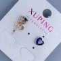 Обeци-пусети Xuping «Сърце със син камък» 6 мм ± позлата 18К