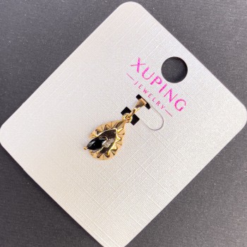 Висулка Xuping с черен кристал, диаметър около 8 мм, дължина около 20 мм, позлатяване 18К