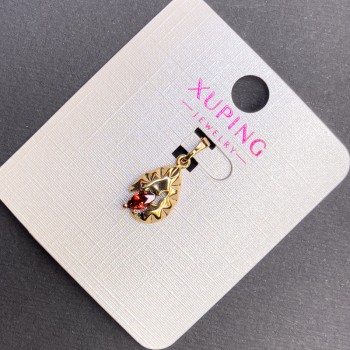Висулка Xuping с червен кристал, диаметър 8 мм, дължина 20 мм, позлата 18К