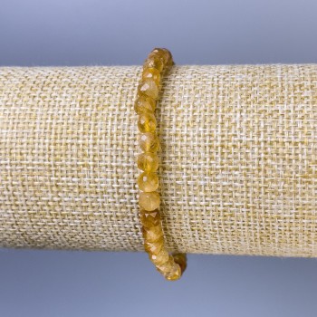 Браслет от гранен цитрин, куб 5 мм, дължина 18 см ±, на еластична основа