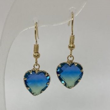 обеци «Сърце мултицвет» диаметър 12 мм, дължина 34 мм