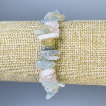 Браслет от морганит късчета, диаметър 9–15×3–6 мм, дължина 18 см ±, еластична лента