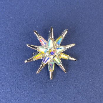 Брошка Звезда радужни кристали сребрист метал 30 мм+