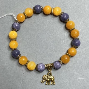 Гривна от акрилни гладки топчета 8 мм +- с метални вложки, дължина 18 см+- еластична основа