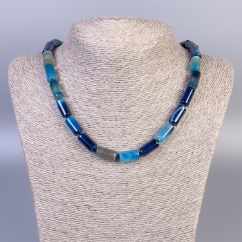 Намисто от ахат гладък цилиндър, диаметър 15×8 мм, дължина 45 см, с закопчалник