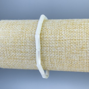 Гривна с перламутър цилиндри на стрейч основа, диаметър 13×4 мм ±, дължина 18 см ±