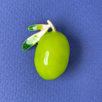 Брошка Олива светло зелена емал 30×24 мм ± златист метал