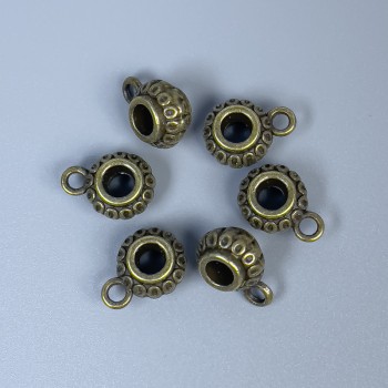 Бейл фурнитура с бронзов цвят, размери 12×8×6 мм ±, отвори с диаметър 4 мм ±, с диаметър 2 мм ±, опаковка 20 г (~18 бр.)