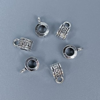 Бейл фурнитура с метален цвят – сребърен, размери 10×5×6 мм ± отвори с диаметър 4 мм и 2 мм, опаковка 20 г (~ 27 бр.)