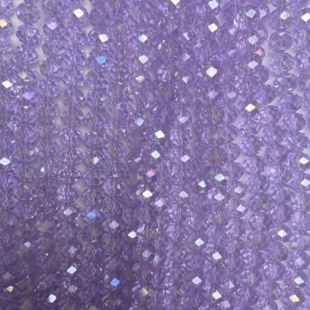 Мънисти от чешки кристал прозрачно лилави рондели 8×6 мм, дължина 42 см+