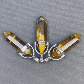 Кулон със тигрово око в шестогранна форма, кристал, топче 8x31x41 мм+