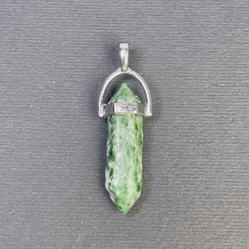 Кулон от мъхов ахат, шестоъгълен кристал, кълбо 8х31х41 мм+