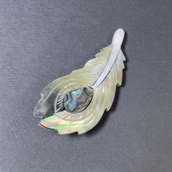 Брошка-кулон халіотит Пирина сребрист цвят, сребърен метал 58x27 мм+